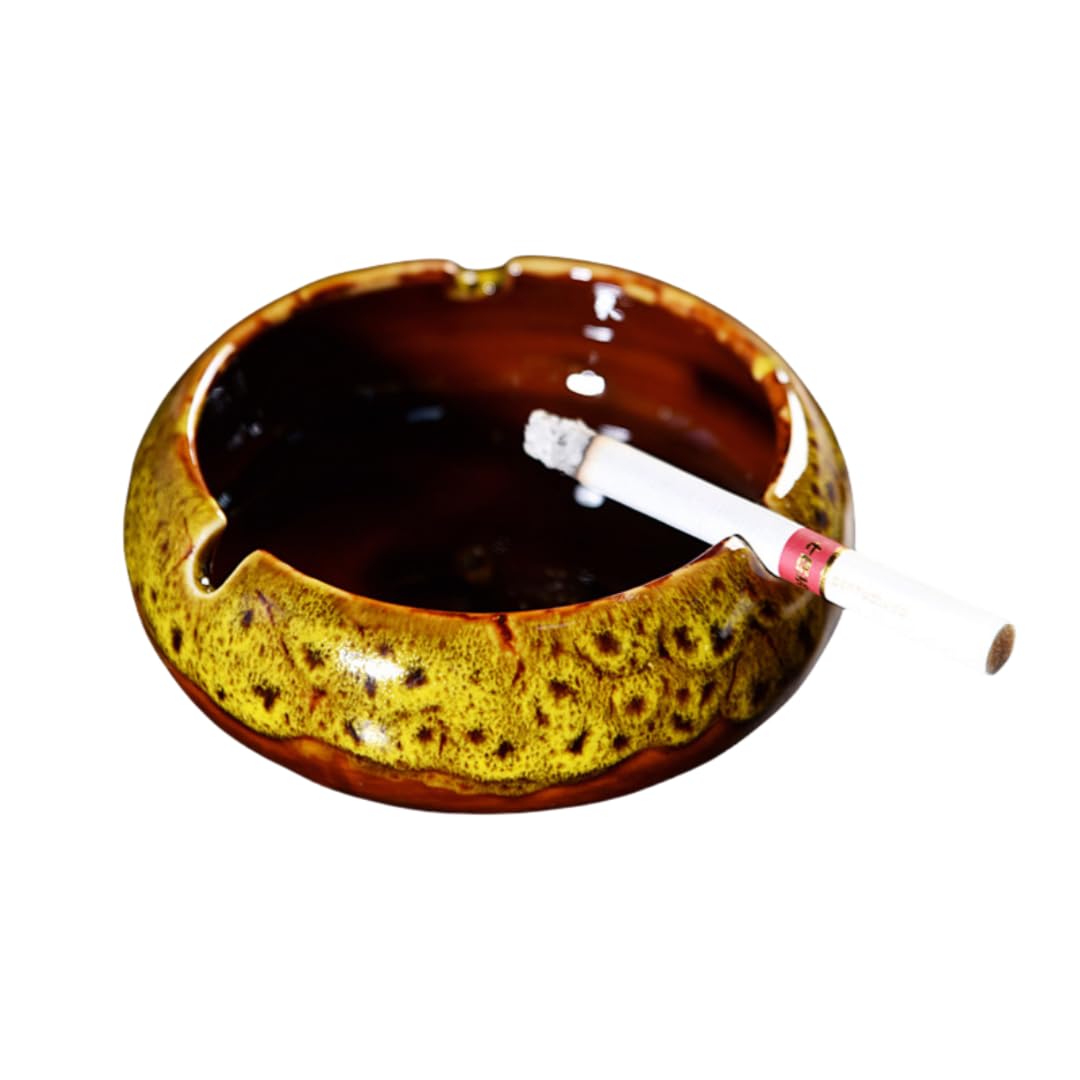 Ashtray Can Double Color Kiln Changed Small Hotel Restaurant Household Agate Yellow