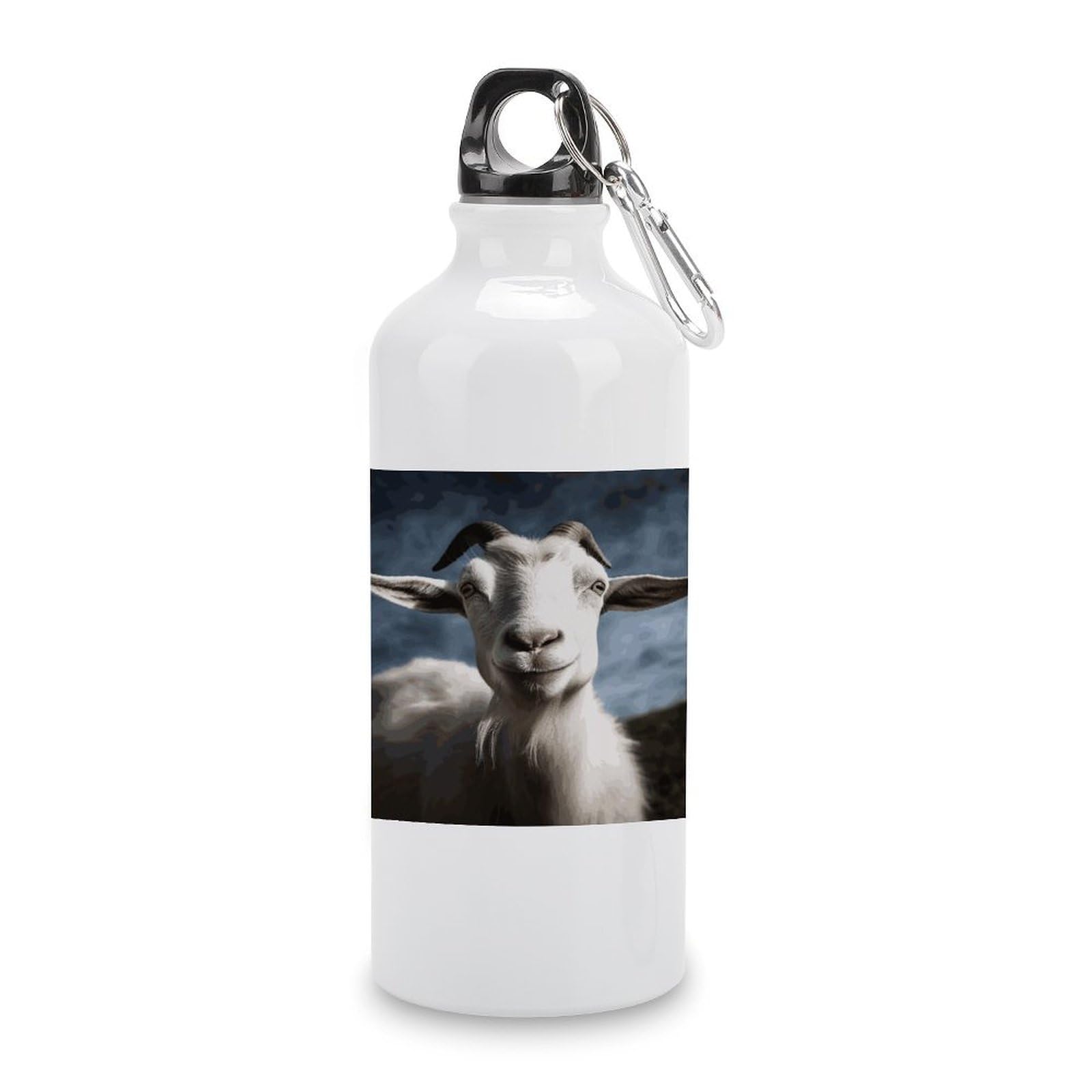 MUSM Goat Water Bottles Sublimation Aluminium Water Bottle with Lid&Hook Lightweight Leak Proof Travel Bottles Reusable Sports Water Bottle Hydration Flask for Outdoor