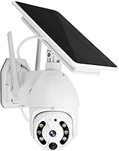 Câmera de segurança Câmera de segurança de painel solar sem fio, câmera externa 1080P WiFi 360 ° PTZ Câmera de vigilância com suporte para visão noturna, detecção de movimento PIR, ac