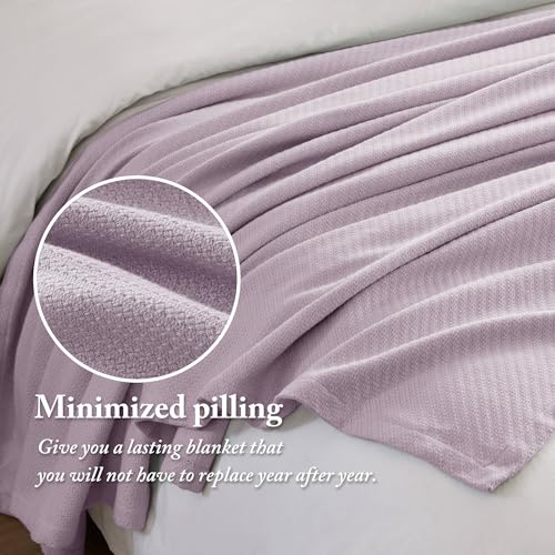 Image of Madison Park Liquid Cotton Blanket All Season for Summer, Full /Queen, Lilac | Breathable Fabric for Bed or Couch, Diamond Pattern, Lightweight, OEKO-TEX Certified