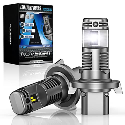 NOVSIGHT H13 9008 LED Headlight Bulbs, 300% Brightness 10000 Lumens All-In-One LED High Low Beam Headlights Conversion Kit Fast Installation, Wireless Halogen Replacement, 6500K Cool White, Pack of 2