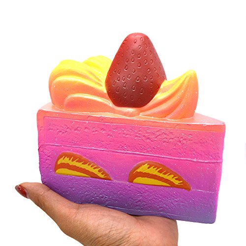 Kiibru Squishies Slow Rising Rainbow Short Cake Jumbo Squishy Strawberry Galaxy Scented Cake Kids Toy (Rainbow)