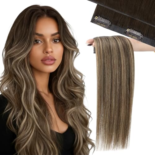 Moresoo Genius Clip in Hair Extensions Balayage Medium Brown to