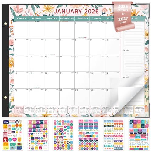 Image of Ospelelf Desk Calendar 2026-2027 Large 22 inchx17 inch Monthly Family Office Planner Pad with Protective Cover 18 Months January 2026 - June 2027 Ditsy Floral