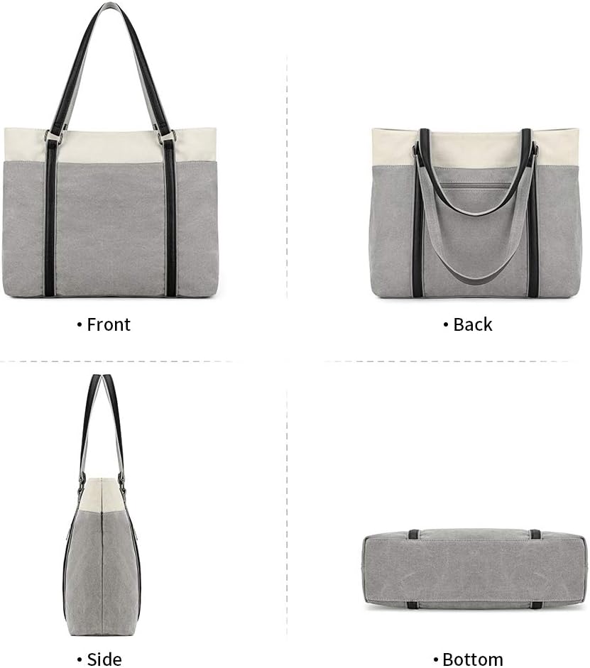Plambag Women's Laptop Tote Bag Canvas 15.6" Computer Work Office Handbag