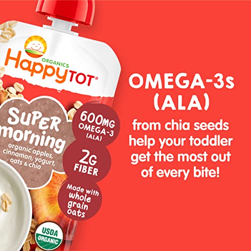 Happy Tot Organic Stage 4 Super Morning, Apple Cinnamon, Yogurt, & Oats + Super Chia, 4 Ounce (Pack of 8) - Thumbnail 4