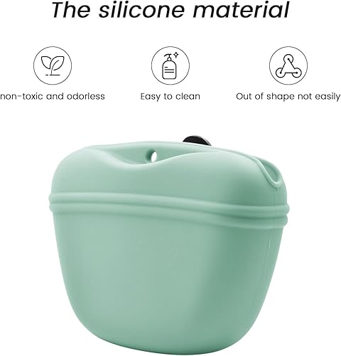 Miniatura 2 de AUDWUD Bolsa de silicona para perros, con clicker de entrenamiento para perros, contenedor de entrenamiento portátil con clip, práctico cierre de