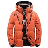 MODOQO Men's Down Jacket Winter Warm Thick Puffer Zipper Hooded Coat Outwear (Medium, Orange)