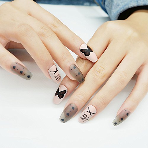 False Nails Coffin Shape 24 Pieces Matte Nails Ballerina Girls Fake Nails