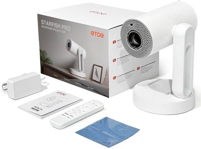 ETOE Starfish Pro エトエ ベッドサイドプロジェクター 140°回転 【Android TV11搭載 Netflix