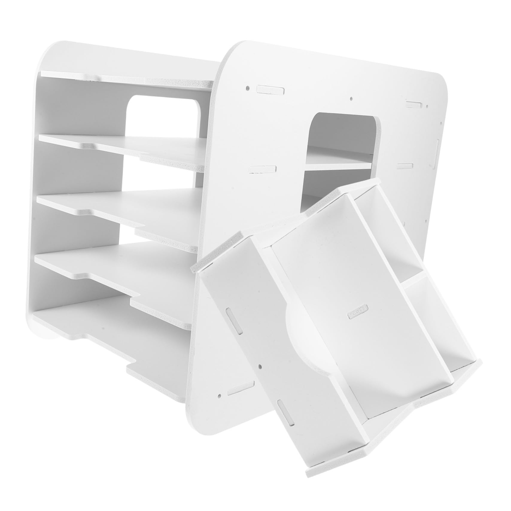 Organisateur de documents A4 pour rangement bureau avec présentoir magazines blanc