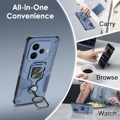 Image of TheGiftKart Tough Armor Bumper Back Case Cover for iQOO Neo 10R 5G | Ring Holder & Kickstand in-Built | 360 Degree Protection Back Case Cover for iQOO Neo 10R 5G (PC & TPU, Blue)