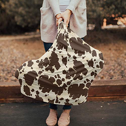 Nursing Cover For Breastfeeding Scarf Super Soft Cotton Multi Use For Baby Car Seat Covers Canopy Shopping Cart Cover Blanket Stroller Cover-Cowhide Cow Print Graffie #TOP1