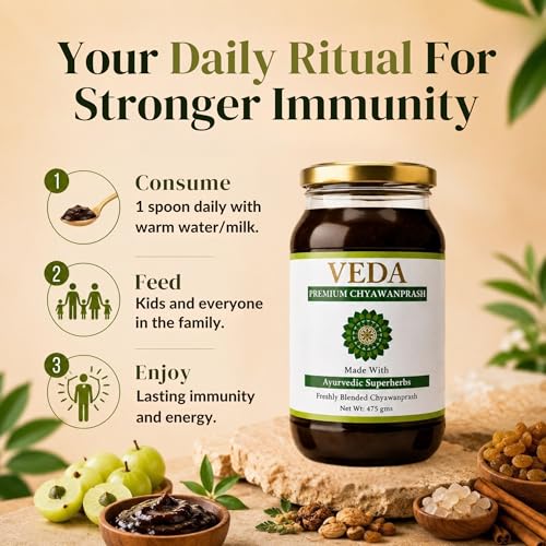 Image of Veda Premium Chyawanprash - Jaggery Based Sugar Free Chyawanprash | 475 Gms | Enriched with Almonds & Saffron