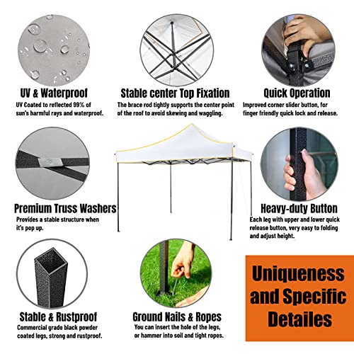 Image of Canopy 10x10 Pop Up Canopy Tent, Alishebuy Outdoor Gazebo Shade Easy Up Vendor Tent Portable for Backyard,Patio,Parties, Silver White