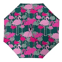 Camouflage Flamingos Compact Umbrella 3 Fold Windproof Strong Rain Sun Umbrellas Travel