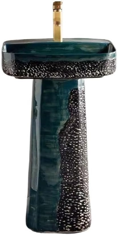 Bathroom Countertop Vessel Sink Courtyard Retro Vertical Basin Home Bathroom Ceramic Wash Balcony Pedestal Sink Vanity