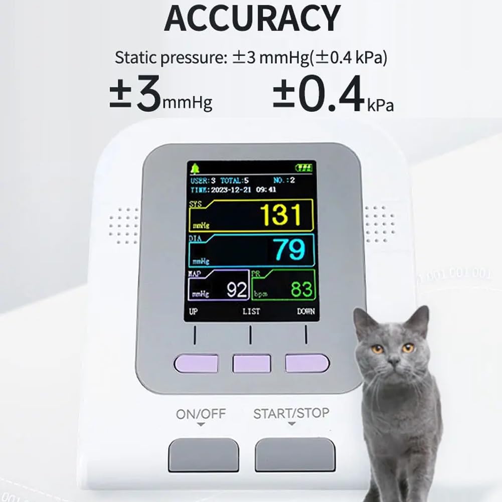 Tensiómetro Veterinario Digital for Animales, tensiómetro electrónico Veterinario con 3 Modos y 3 brazaletes for el Cuidado de Perros, Gatos y Mascotas.