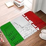 Bandera Italiana del Coliseo Romano Felpudo De Entrada Absorbente Alfombra Exterior Lavable Felpudos para Pasillo Ducha Oficina 40X60Cm