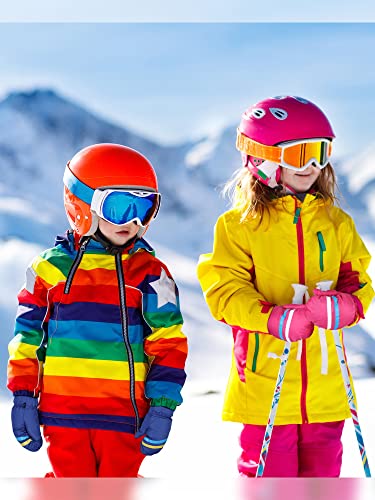 Image of Geyoga 4 Pairs Kids Mittens Waterproof Ski Gloves Boys Girl Warm Snow Winter Mittens for Kids Toddler Outdoor Activities