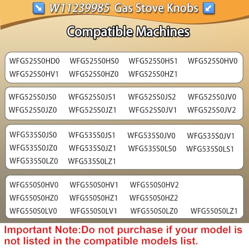 Image of Upgraded Metal W11239985 Knobs,Compatible Whirlpool Stove knobs Replacements Gas Range Burner Control Knobs with Models WFG525S0HD0 WFG535S0JS0 WFG550S0HV0 WFG525S0JS0 WFG535S0LS0