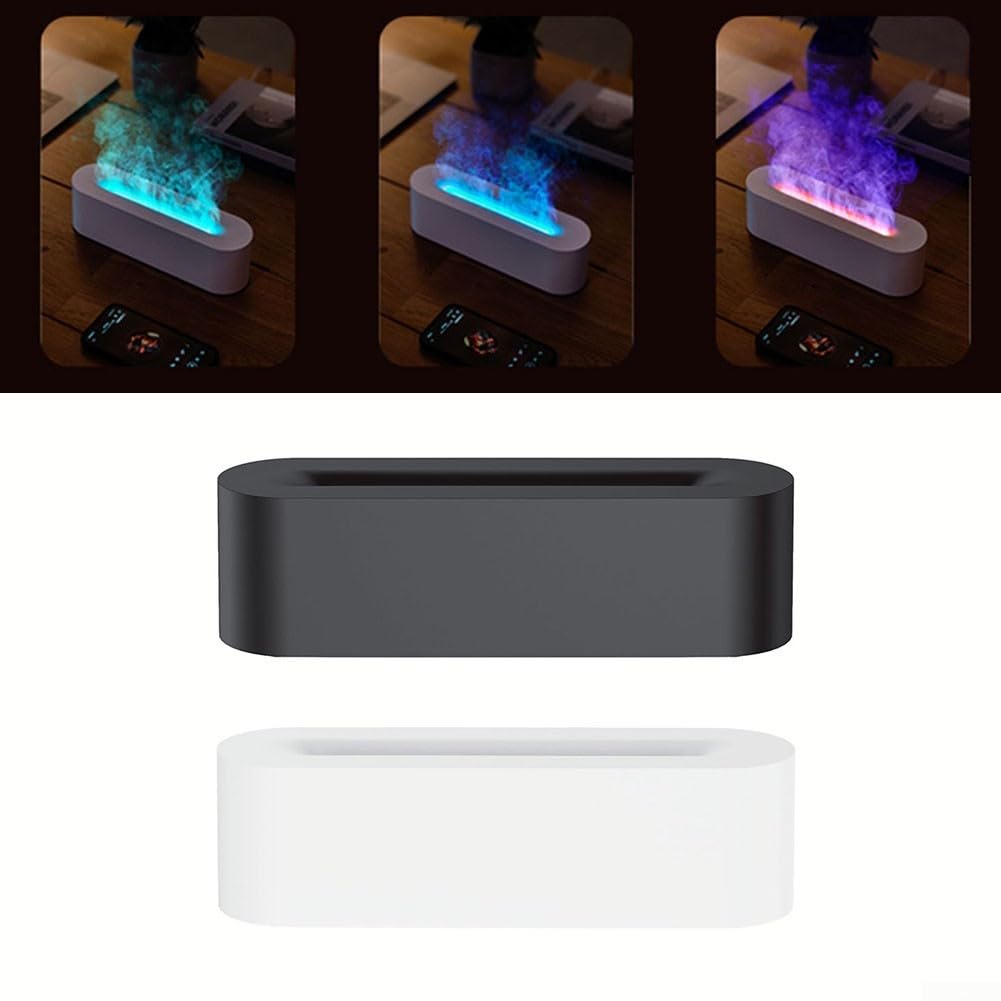 Diffusore Di Oli Essenziali A Forma Di Fiamma Colorata, Umidificatore Con Luce Notturna, 150ml, Colore Nero