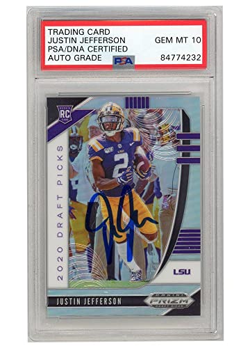 Justin Jefferson 2020 Panini Prizm Draft Silver Autograph RC Card #126 PSA/DNA 10