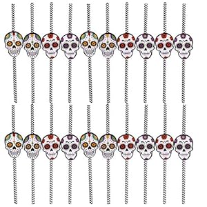 Gadpiparty 25Pcs Halloween Rietjes Schedel Patroon Papier Rietjes Halloween Party Rietjes Halloween Party Supplies Voor…