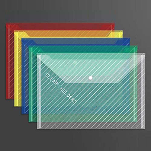 ボタン式ファイルバッグ 50枚セット A4 クリアファイル 大容量 防水 半透明 クリアーホルダー オフィス 学校 学生 入学準備用 ボタン式 ファイルケース オフィス用品 事務用品 書類 資料保管 文房具 小物収納 ドキュメントケース (5色)