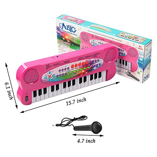 aPerfectLife 32 Keys Piano Keyboard for Kids Multifunction Portable Piano Electronic Keyboard Music Instrument for Kids Early Learning Educational Toys for 3 Year Old Girls (Pink)
