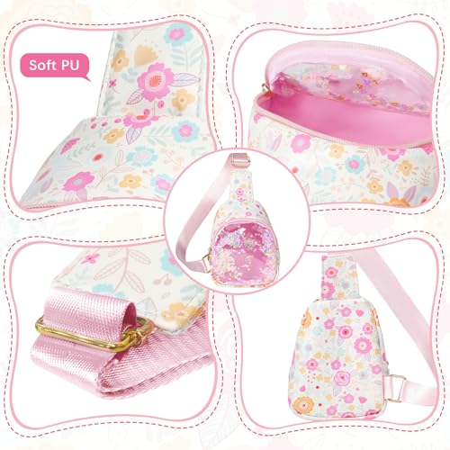 Image of COSHAYSOO Little Girls Floral Purse Cute Sling Crossbody Bag for Toddler Preschool Kids Girls 2 3 4 5 6 Year Old Graduation Birthday Flower Girl Gifts Fashion Spring Summer Essentials Pink Accessories | Floral print