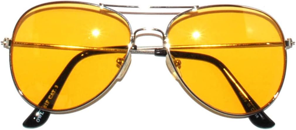 OWL Aviator Pilot Sunglasses for Women and Men Size Medium Gold, Black, Silver, Bronze, Colorful Metal Frame