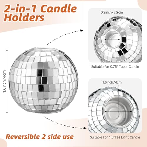 Singhoow KEZ-SINGHOOW-0202 4 Pcs Disco Ball Silver Candle Holder Votive Tealight Candle Holders Romantic Mirror Lenses Candlestick Holders Disco Centerpiece Decor thumb #1