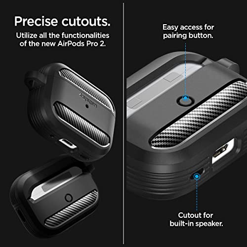 Spigen Rugged Armor Designed For Airpods Pro 2Nd Generation Case (2022) Airpods Pro 2 Case Cover With Keychain - Matte Black #TOP5