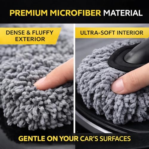 Image of 5 PCS Microfiber Car Cleaning Kit with Extendable Handle - Car Cleaning Kit for Interior Exterior, Scratch & Lint Free Car Duster, Car Cleaning Accessories