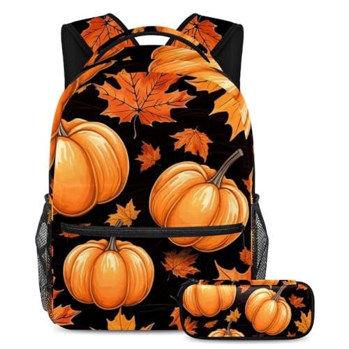 Sac à dos citrouille et feuilles d'érable idéal pour les cours et les sorties d'automne