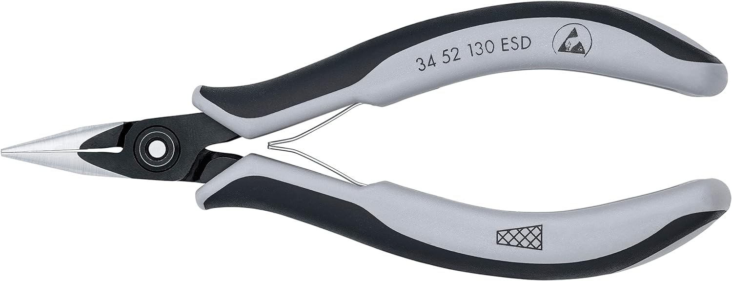 KNIPEX Alicate de precisión de montaje para electrónica ESD con mangos multicomponente 130 mm, 34 52 130 ESD