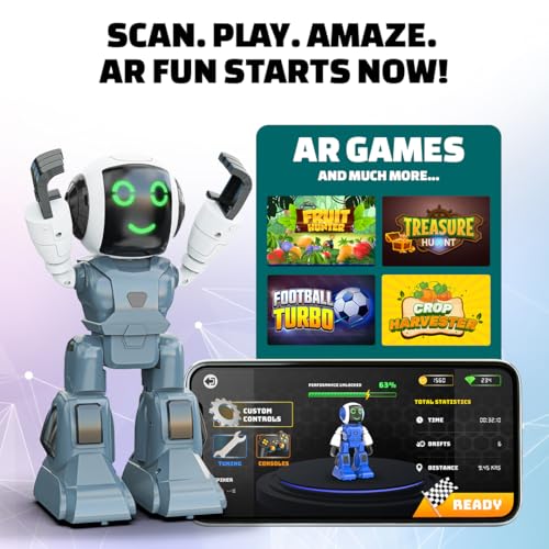Image of Mirana Moonwalker | Smart Interactive Chat-GPT AI Robot Toy for Kids | USB Rechargeable Type-C | AR Games & In-Built Bluetooth Speaker | Remote & App Controlled | Gift for Boys & Girls 2+ Years (Grey)