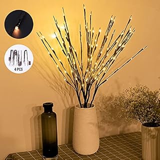 Dmyuki 4Pack Twig Lights, Branches Decoration with 80 Warm White LEDs Battery Powered, LED Decorative Twigs for Vases, Plug in Branch Lights for Room, Party, Birthday, Festival Celebration