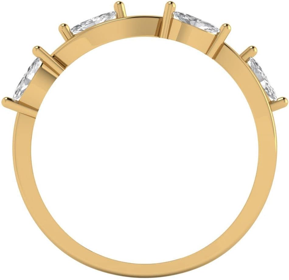Clara Pucci 14K Yellow Gold Wedding Band for Women | Stacking Classic Comfort Fit | Engagement Bridal Jewelry | 0.4 TCW Marquise Cut Simulated Diamond (4x2mm) - Image 4