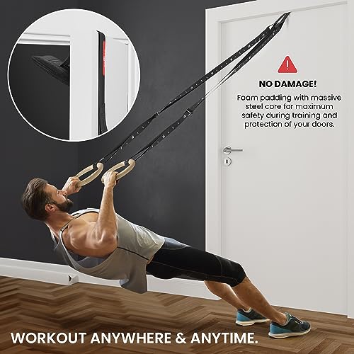 image for BeMaxx Gymnastic Rings Set Wood + Door Anchor Attachment, Exercise eBo