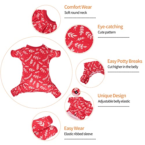 Image of CuteBone Soft & Stretchy Christmas Dog Pajamas - Cozy Pet Jammies Breathable Jumpsuit for Small Dogs - All-Season Comfy Outfit Easy-On Pullover Design - Keeps Pets Warm & Comfortable P18S