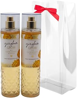 Bath & Body Works GINGHAM GLOW Fine Fragrance Mist 2-piece Gift Set with a Red Bow for Holidays - 8 fl oz each