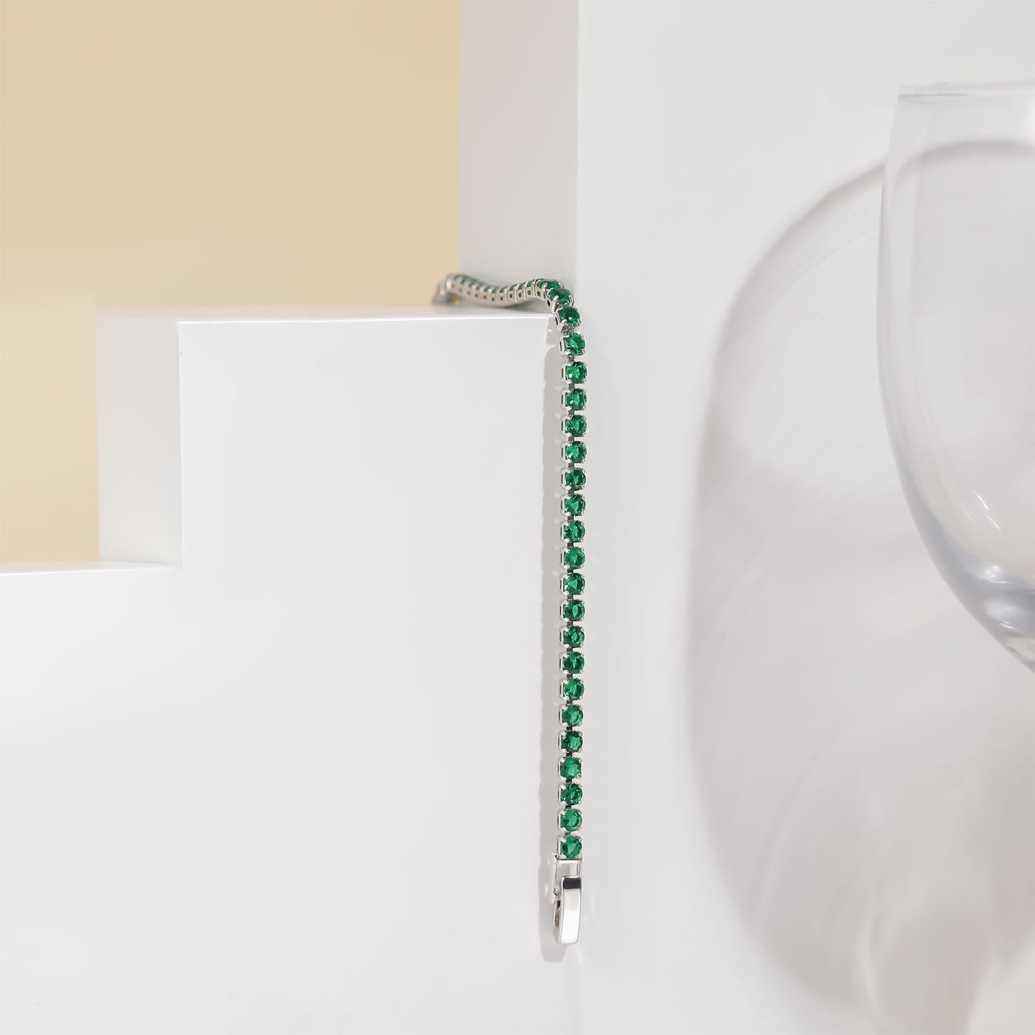 Mameloly 6mm Cubic Zirconia Classic Tennis Bracelet 14K Gold Plated Baguette Charm Multicolored CZ Bracelets for Women Size 6.5-7.5 Inch - Image 3