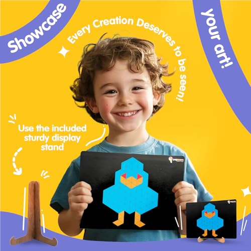 Image of Popcorn Triangle Puzzle for Kids for Age 5+ Years, Magnetic 200 Foam Wonder Puzzles, Imagination Shape, Animals, Fruits, Flowers, with Display Stand, Creative, Educational Activity for Kid