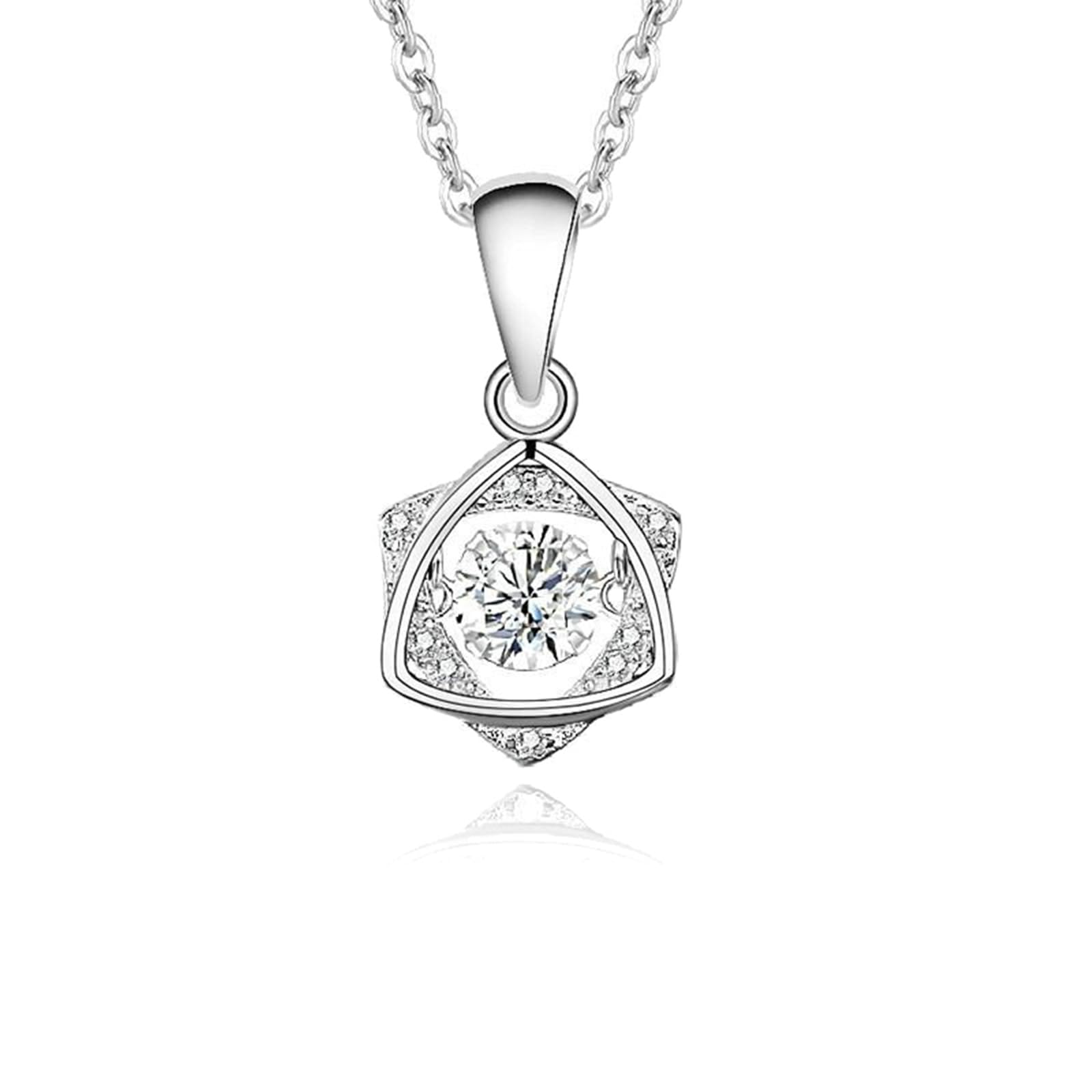 Collares de topacio azul con diamantes para mujer, collar de cadena para mujer, no se deslustra, ajuste flotante, hexagrama, diamante de oro blanco de 18 quilates