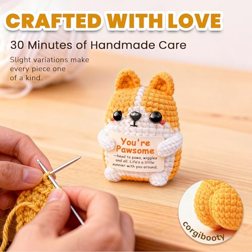Corgi Gift for Corgi Lover, Cute Positive Animals Crochet Dog - image 4
