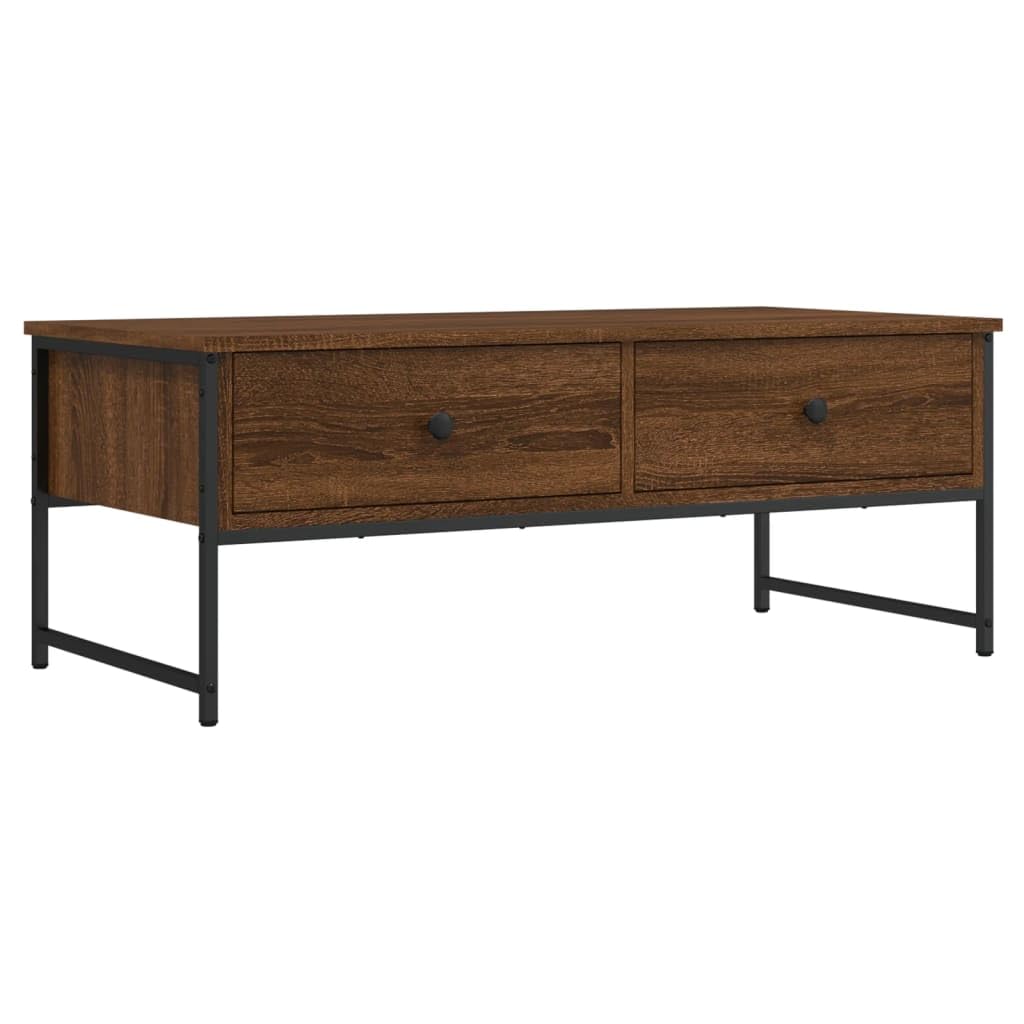 Homgoday Tavolino da caffè in rovere marrone, 101 x 49 x 39,5 cm, in legno ingegnerizzato, tavolino da tè per soggiorno, sala d'accoglienza degli ospiti, camera da letto e mobili da ufficio