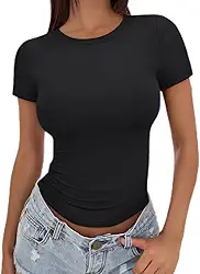 Camiseta feminina slim fit cropped - blusa de verão de manga curta para uso casual e treino