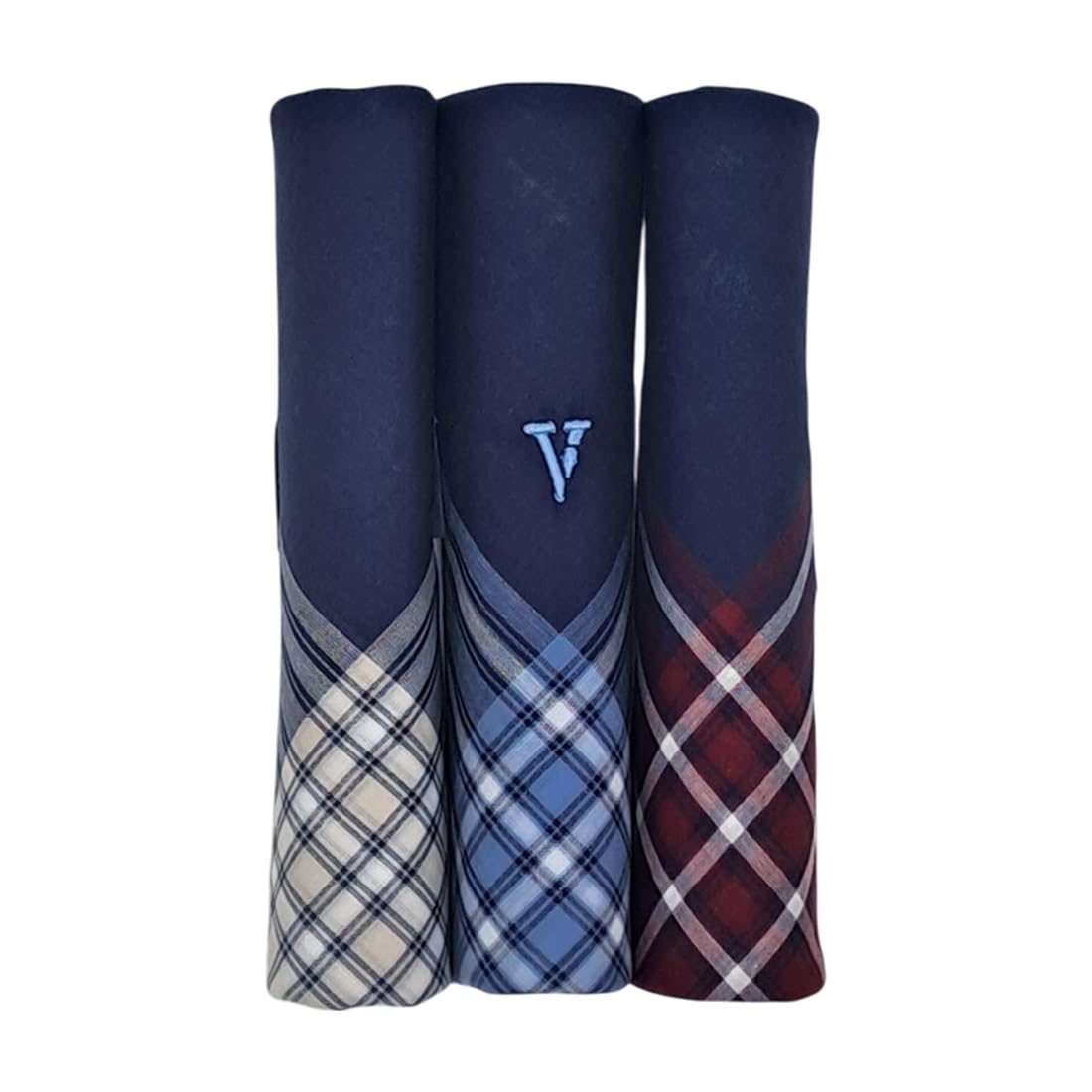 van heusen Men's Cotton Dark Handkerchief with Brand Logo (Pack of 3) Maroon, Beige & Blue-picture-12